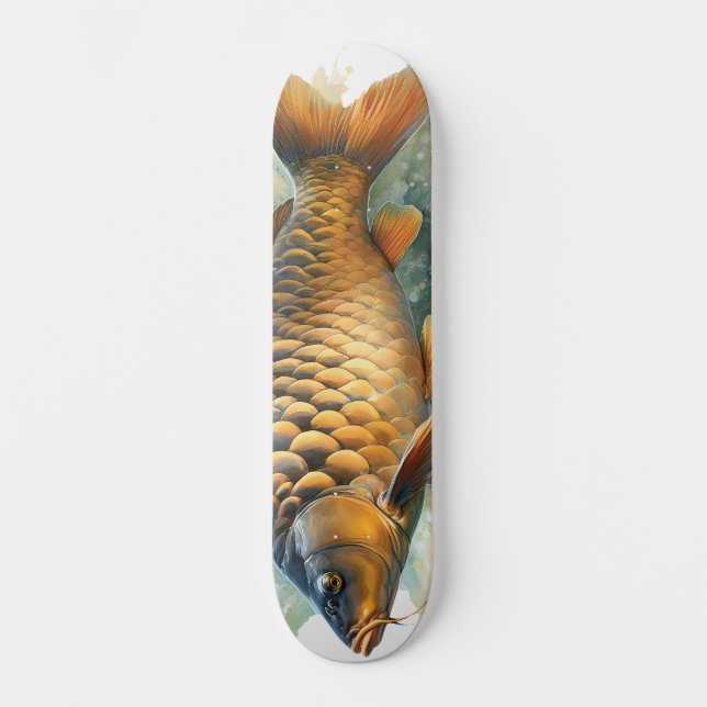 Akvarellserie: Karp Mini Skateboard Bräda 18,5 Cm (Framsida)