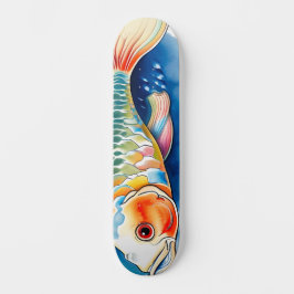 Akvarellserie: Koi-fisk Mini Skateboard Bräda 18,5 Cm