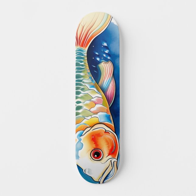 Akvarellserie: Koi-fisk Mini Skateboard Bräda 18,5 Cm (Framsida)