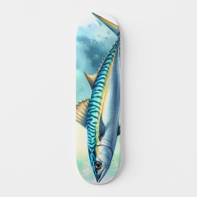 Akvarellserie: Makrill Mini Skateboard Bräda 18,5 Cm (Framsida)