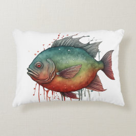 Akvarellserie: Piranha Prydnadskudde