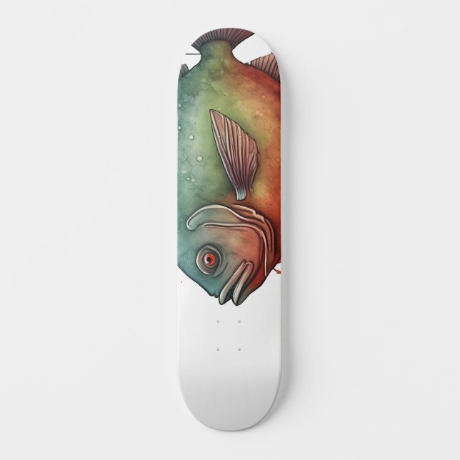 Akvarellserien: Piranha Mini Skateboard Bräda 18,5 Cm (Framsida)