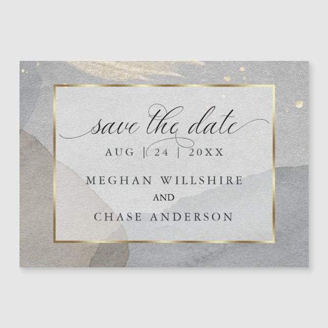 Akvarellstänk på granitsten Spara datum Magnetisk Inbjudningskort (Framsida)
