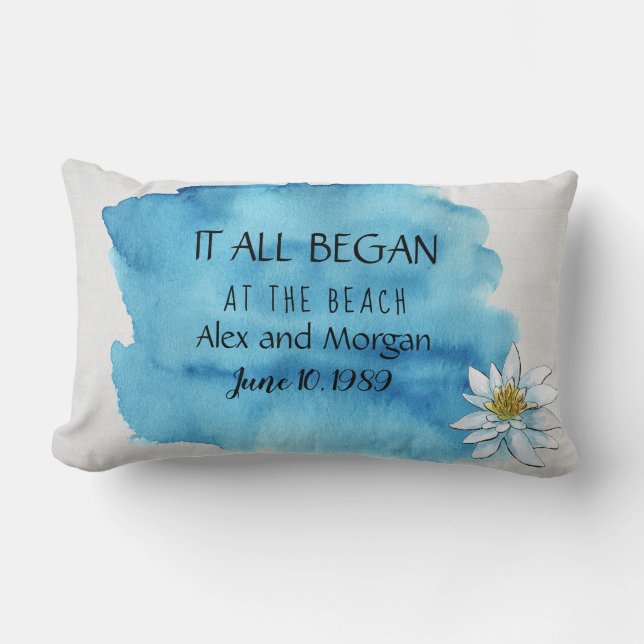 akvarellstänk på träromantik lumbarkudde (Framsida)