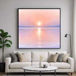 Akvarellstil Sol - Havslandskaps Konst Poster