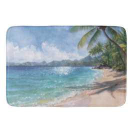 Akvarellstrand Hawaii Badrumsmatta