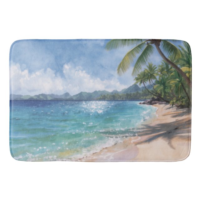 Akvarellstrand Hawaii Badrumsmatta (Framsidan)