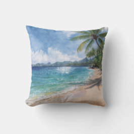 Akvarellstrand Hawaii Kudde