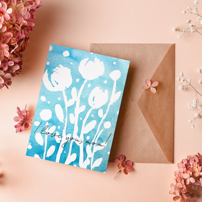 Akvarellt fantastiska blommor jag älskar dig mamma julkort (Skapare uppladdad)