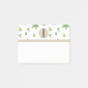 Akvarelltall Kraft Rustik Monogram Anpassad Post-it Block