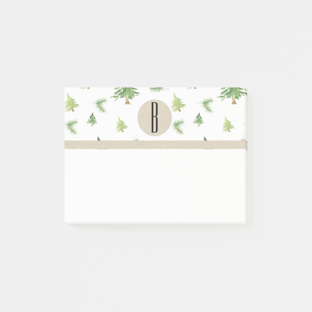 Akvarelltall Kraft Rustik Monogram Anpassad Post-it Block (Framsida)