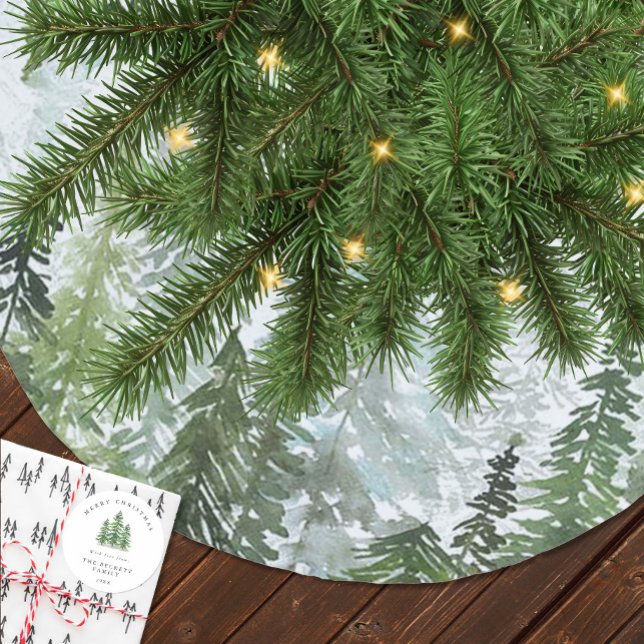 Akvarelltallskog Julgransmatta Borstad Polyester (Skapare uppladdad)
