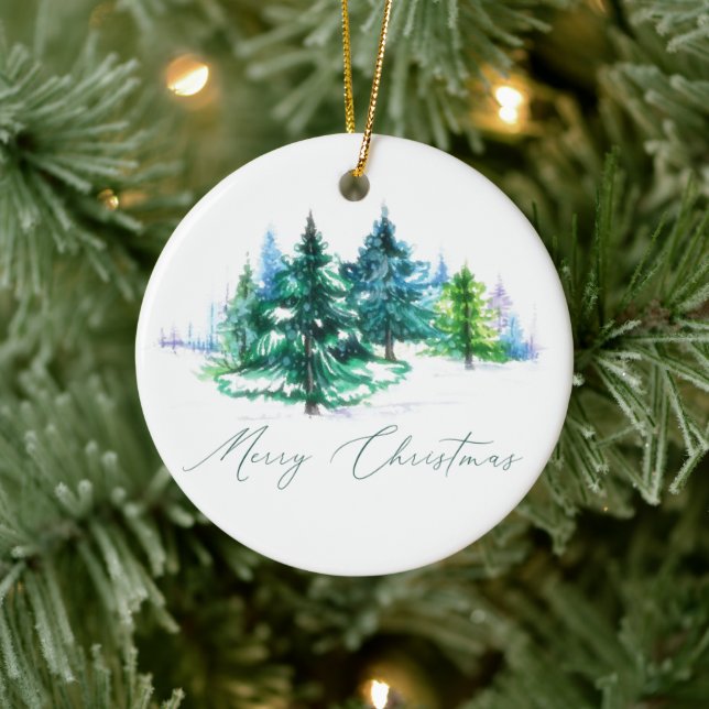 Akvarellträd  julgransprydnad keramik (Träd)