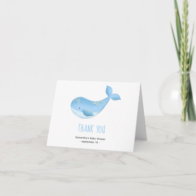 Akvarellval - tack baby shower kort (Framsida)