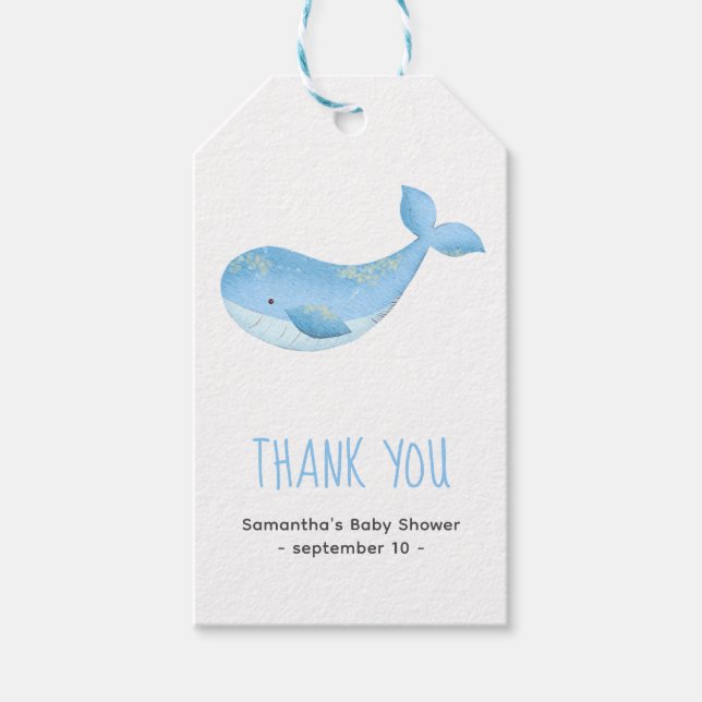 Akvarellval - tack baby shower presentetikett (Framsidan)