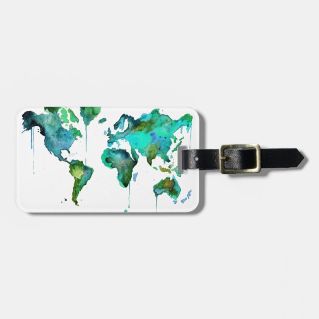 Akvarellvärld av kartan bagagebricka (Horisontell Framsida)