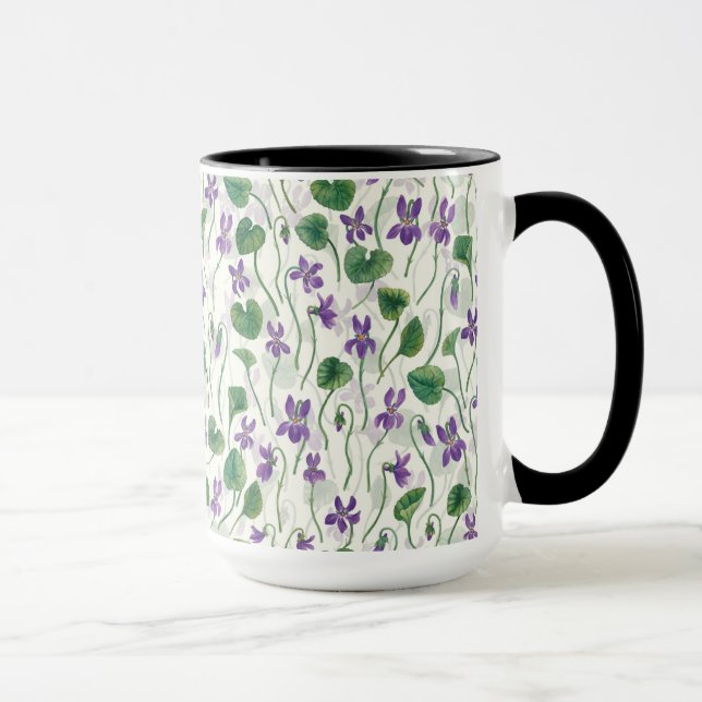 Akvarellviol på offwhite mugg (Höger)