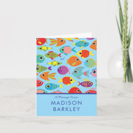 Akvarie med tropiska fiskar Söt korthållare för ba Anteckningskort