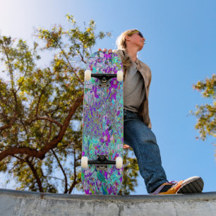 Akvarie trädgård med violetta blå och varma rosa b mini skateboard bräda 18,5 cm