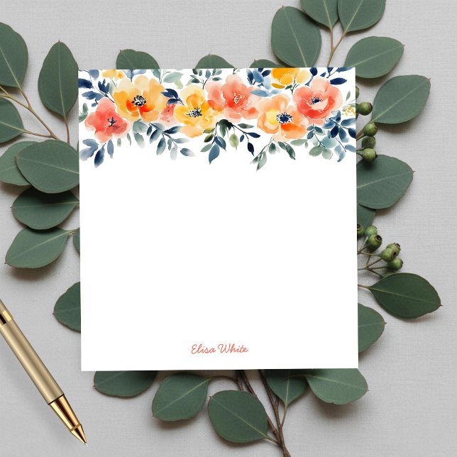 Akvariefärg Blommig Inköpslista ATT ANPASSAS Anteckningsblock (Watercolor Floral Shopping To-Do List CUSTOM Notepad
)