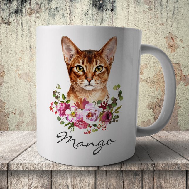 Akvariefärgad abessinsk katt kaffemugg (Skapare uppladdad)