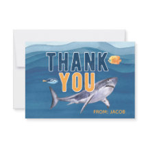 Akvariefärgad haj Tack Platt Kort