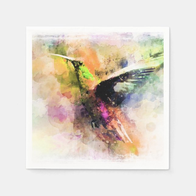 Akvariefärgad kolibri  pappersservett (Framsidan)
