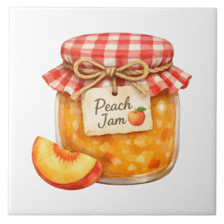 Akvariefärgburken med färsk persikopaj och persika kakelplatta