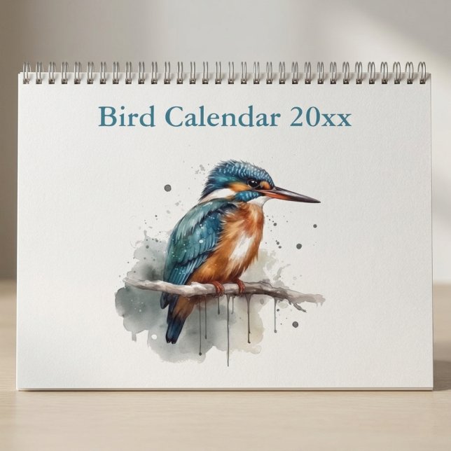 Akvariefärgsamling med fåglar, specialdesignad kalender (Skapare uppladdad)