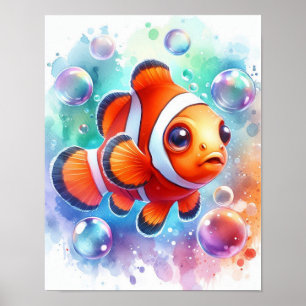 Akvariefisk i vattenfärg poster