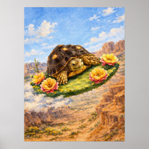 Akvariefiskpaddan flyger på en magisk kaktusplatta poster