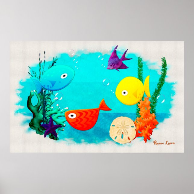 Akvariet Visselpipa Tecknad Fisk Poster (Framsidan)