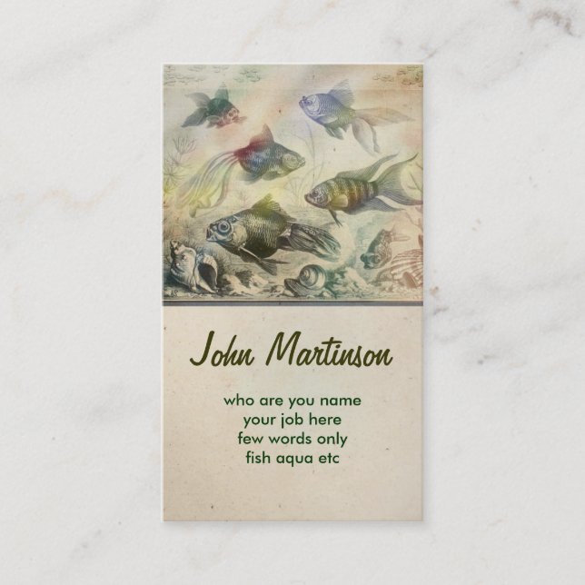akvariumaqua fiskar den trevliga visitkorten visitkort (Framsida)