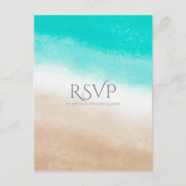 Akvatell & Tan Elegant Strandbröllop RSVP Inbjudan Vykort