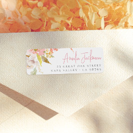 Akvatint Eleganta Kronblad Blommig Returadress Etikett