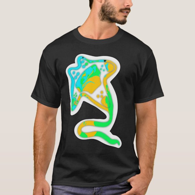 Akvatisk strålande färg pilrocke t shirt (Framsida)