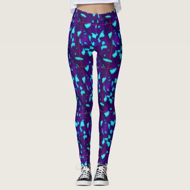 Akvatiska fläckar på djup lila leggings (Framsida)