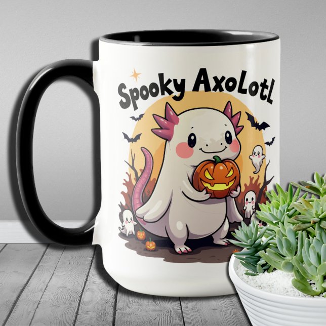 Akvatiska spöken Halloween Axolotl Söt Skelett  Mugg (Skapare uppladdad)