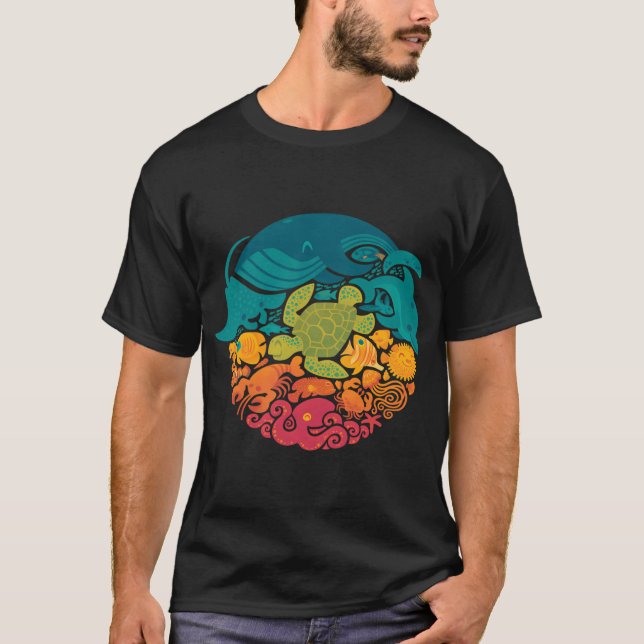 Akvatiskt regnbåge (ljusblå) t shirt (Framsida)
