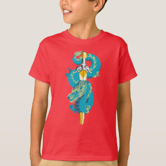 Akvavåg blå Drak Svärd T Shirt