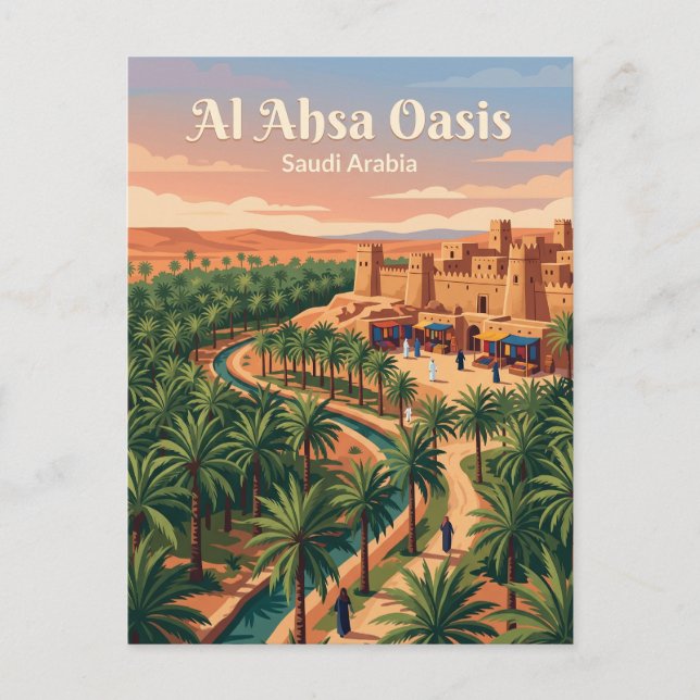 Al Ahsa-oasen Saudiarabien Vykort (Framsida)