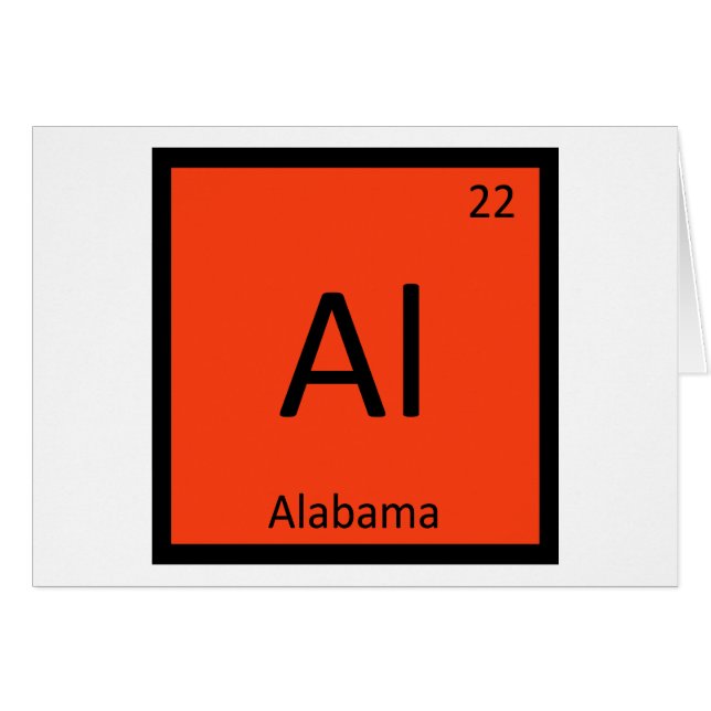 Al - Alabama Statens kemi periodiska system symbol Hälsningskort (Framsidan Horizontal)