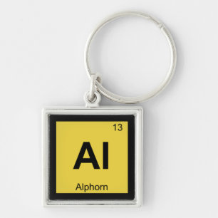 Al - Alphorn Music Chemistry Periodic Bord Symbol Fyrkantig Silverfärgad Nyckelring