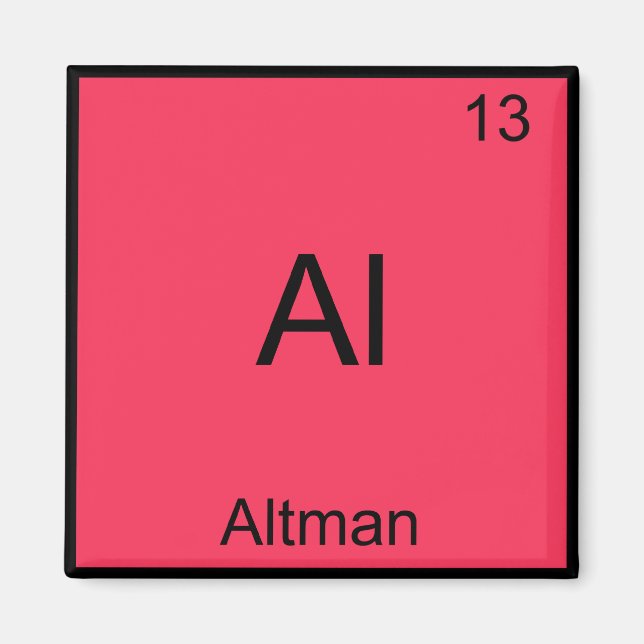 Al - Altman Rolig T-Shirt med Kemiskt Elementsymbo Magnet (Framsidan)