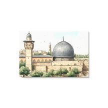 Al-Aqsa-moskén Vattenfärgskonsttryck 