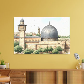 Al-Aqsa-moskén Vattenfärgskonsttryck  Canvastryck