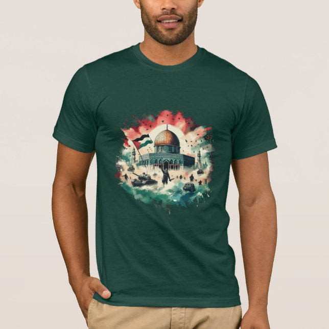 Al-Aqsa Mosque, Spara Gaza - Vector T-Shirt Design (Framsida)