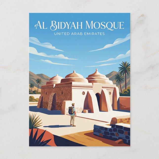 Al Bidyah-moskén Förenade Arabemiraten Vykort (Framsida)