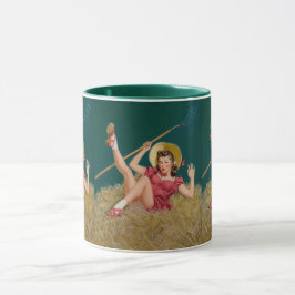 Al Buell Vintage Farming Farm Pin Up Girl Mugg