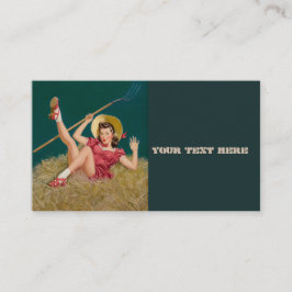 Al Buell Vintage Farming Farm Pin Up Girl Visitkort